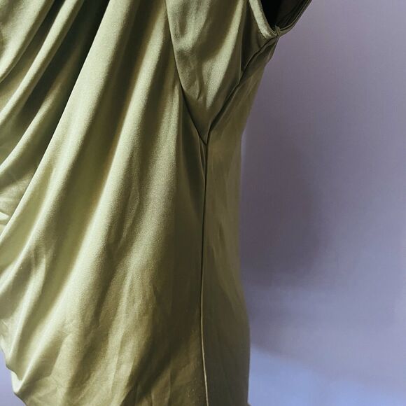 Carmen Marc Valvo Stretch Tank Top‎  Blouse Women M Green Cap Sleeve Shell - Picture 5 of 8